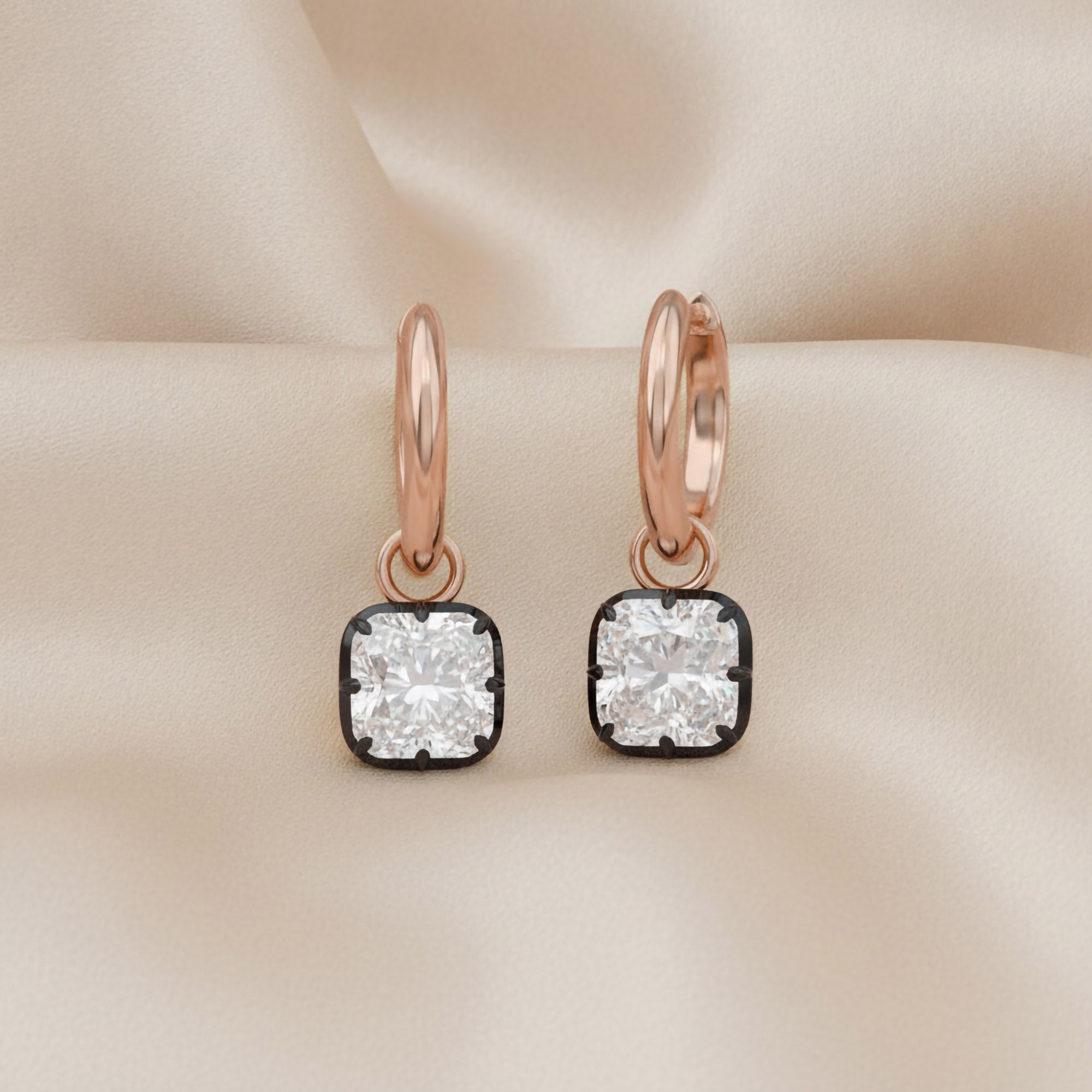 4.40 Carat Cushion Cut Lab Grown Diamond Drop Solitaire Earrings