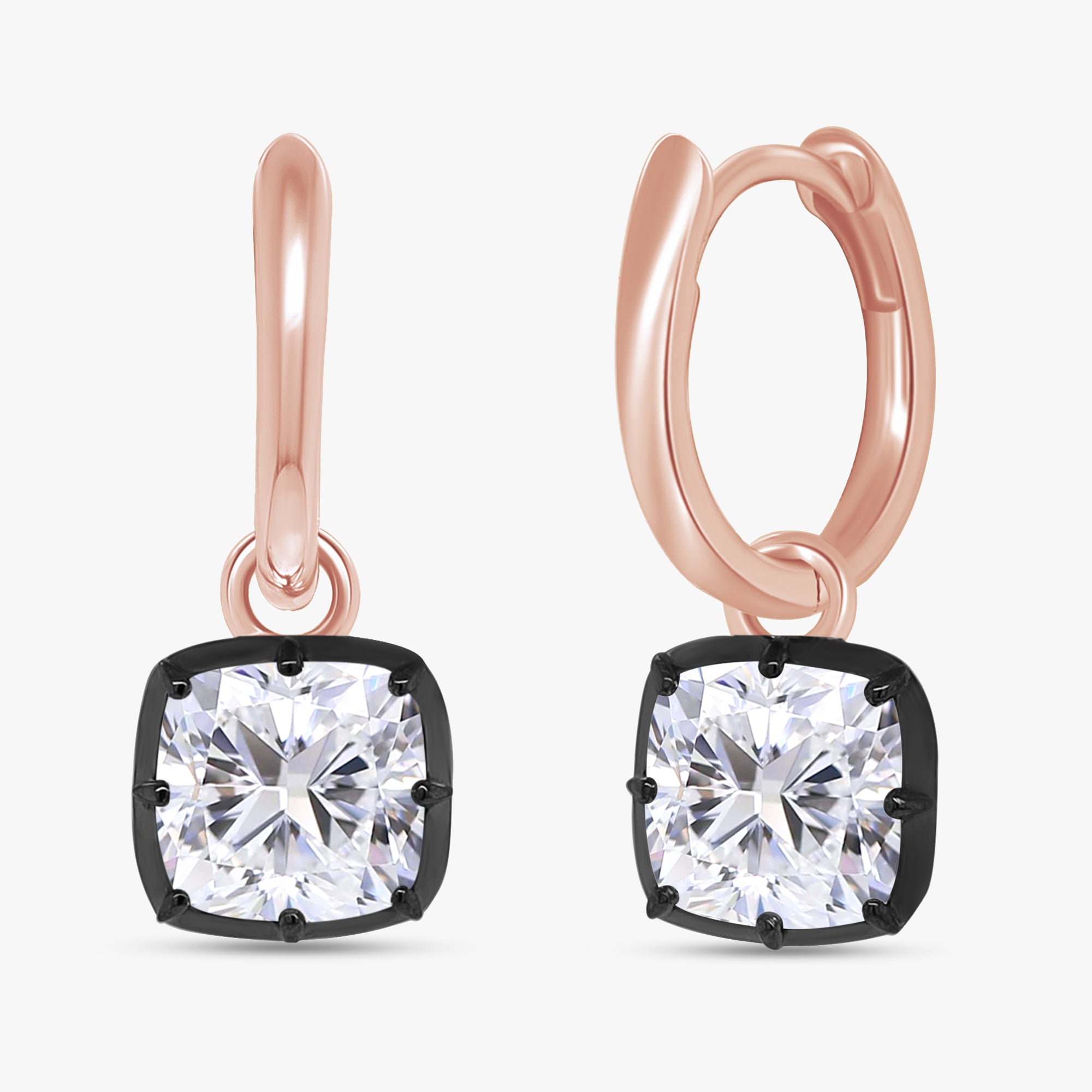 4.40 Carat Cushion Cut Lab Grown Diamond Drop Solitaire Earrings