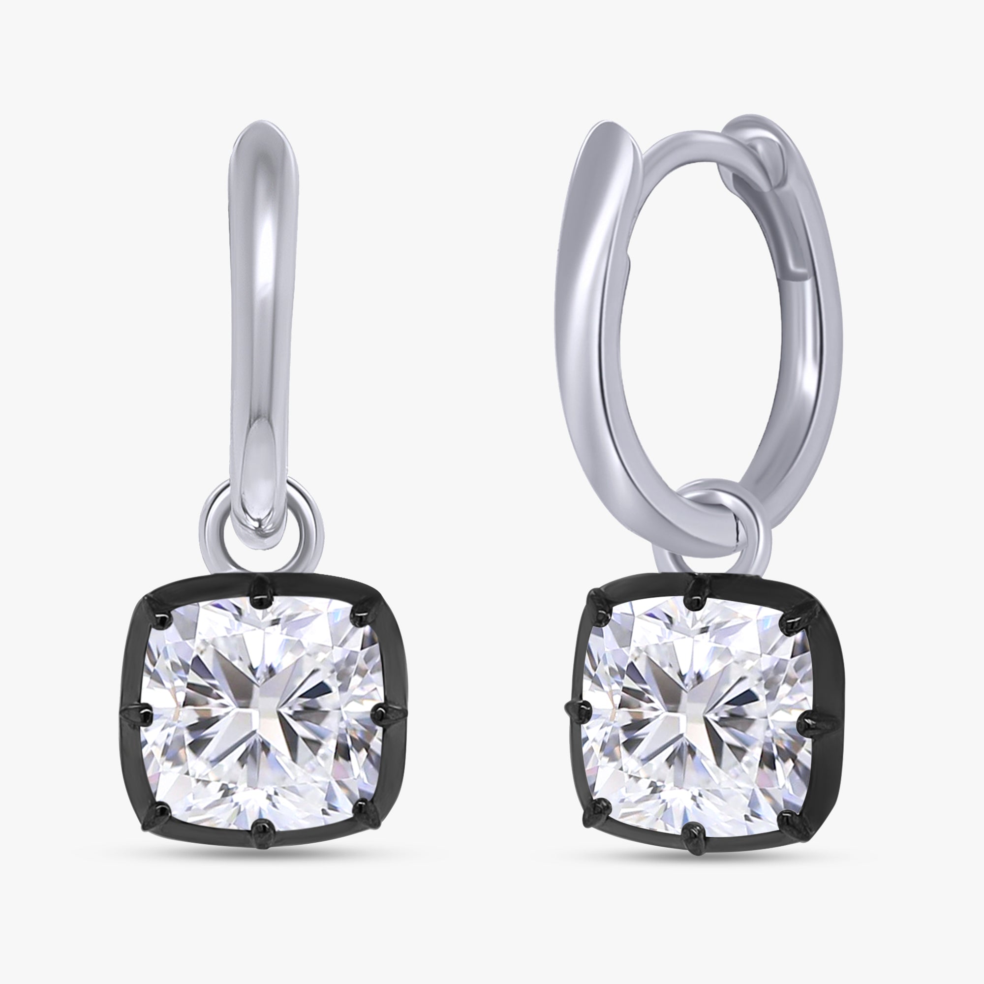 4.40 Carat Cushion Cut Lab Grown Diamond Drop Solitaire Earrings