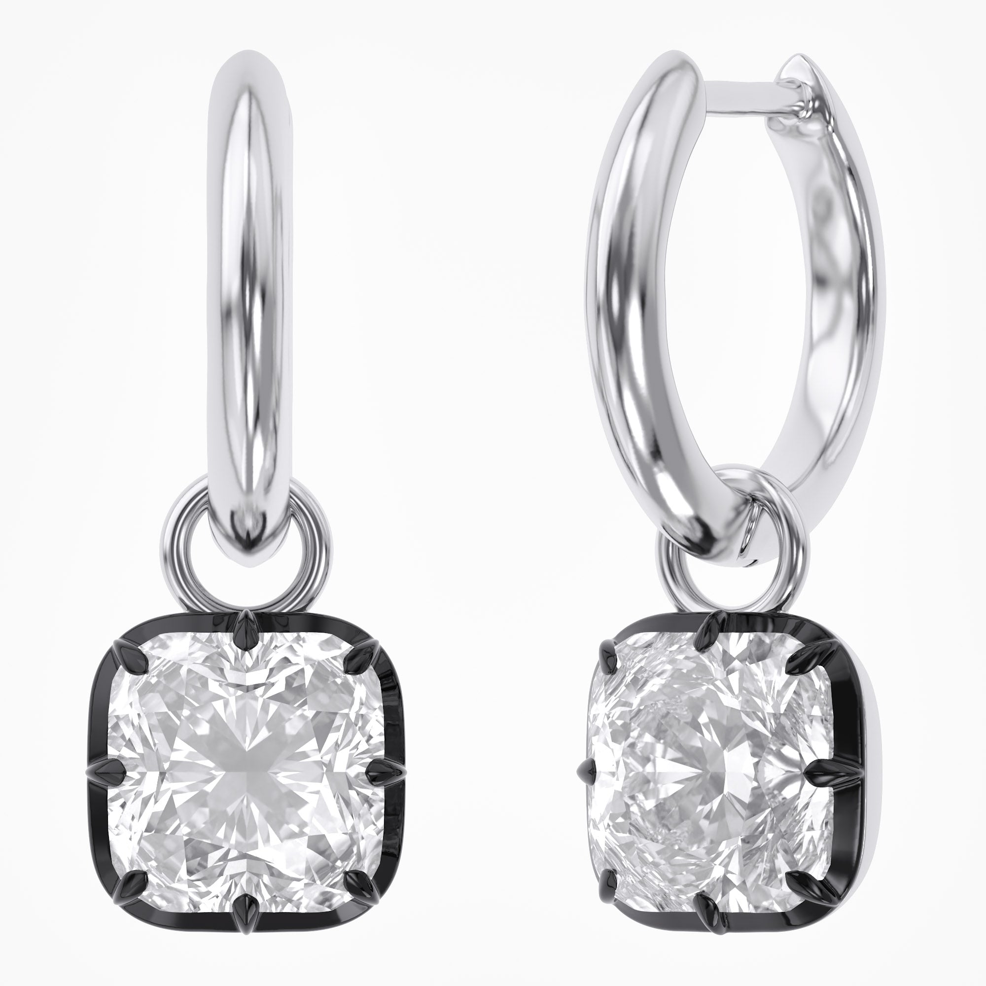 4.40 Carat Cushion Cut Lab Grown Diamond Drop Solitaire Earrings