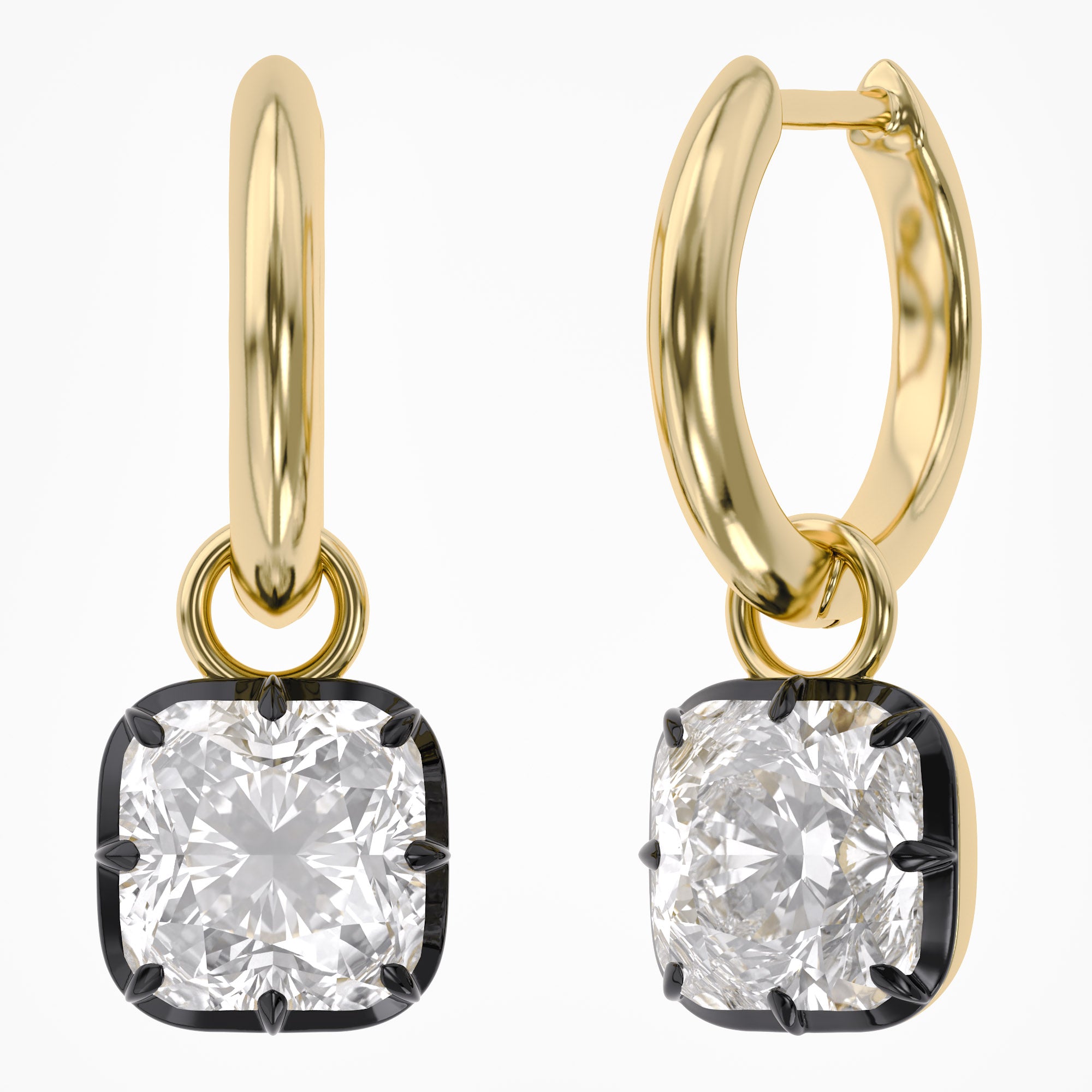 4.40 Carat Cushion Cut Lab Grown Diamond Drop Solitaire Earrings