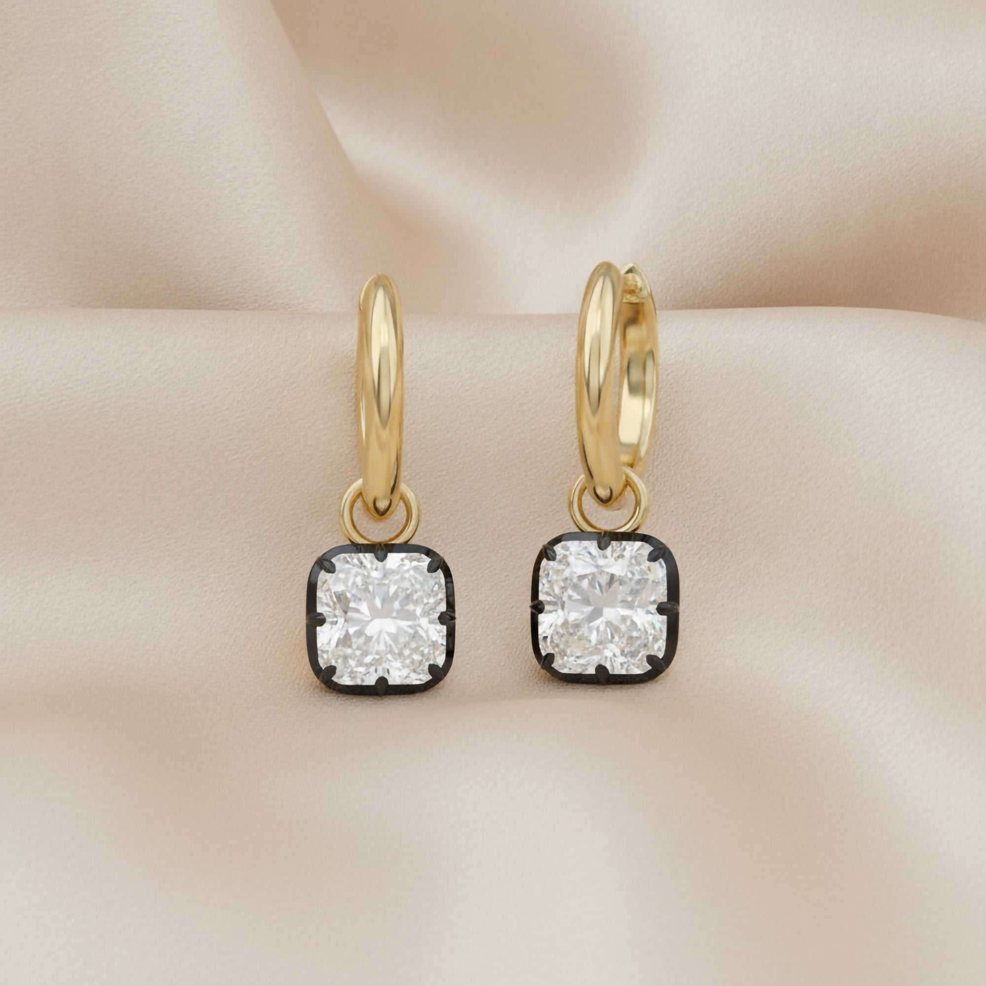 4.40 Carat Cushion Cut Lab Grown Diamond Drop Solitaire Earrings