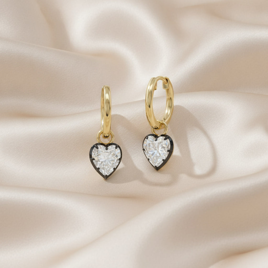 3.30 Carat Heart Shape Lab Grown Diamond Drop Solitaire Earrings
