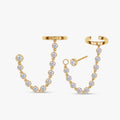 1.30 Carat Round Cut Lab Grown Diamond Chain Climber Crawler Cuff Earrings