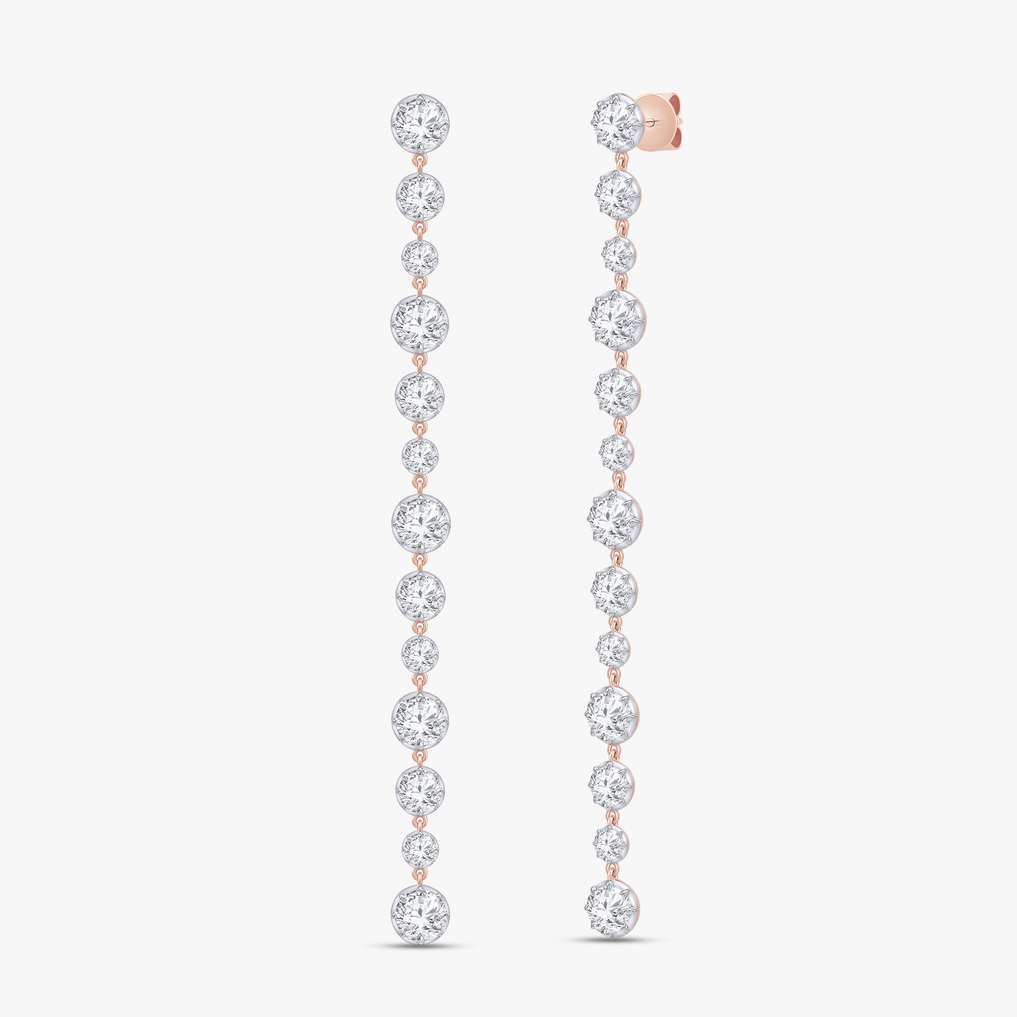 Round Shape 7.55 Carat lab grown Diamond Linear Drop Stud Earrings