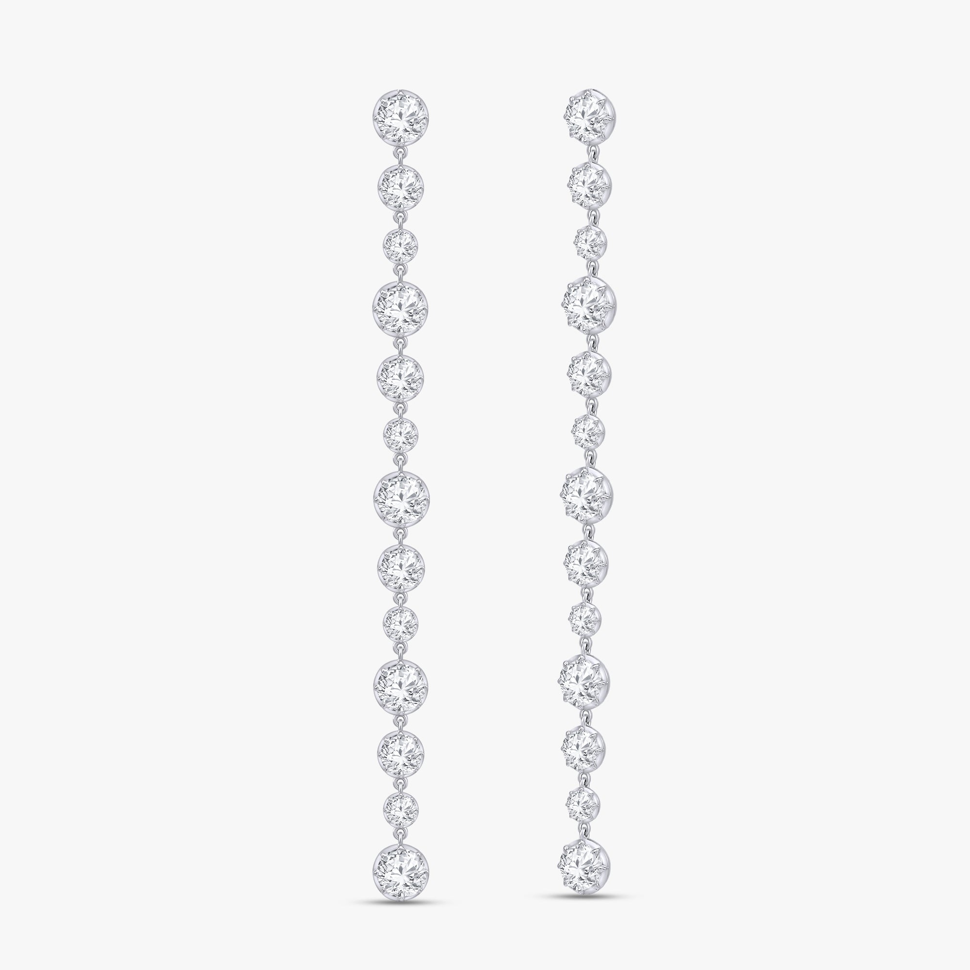 Round Shape 7.55 Carat lab grown Diamond Linear Drop Stud Earrings