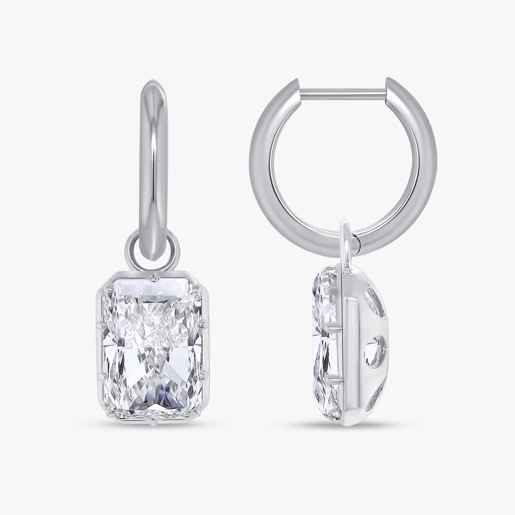 5.92 Carat Radiant Cut Lab Grown Diamond Drop Dangle Earrings