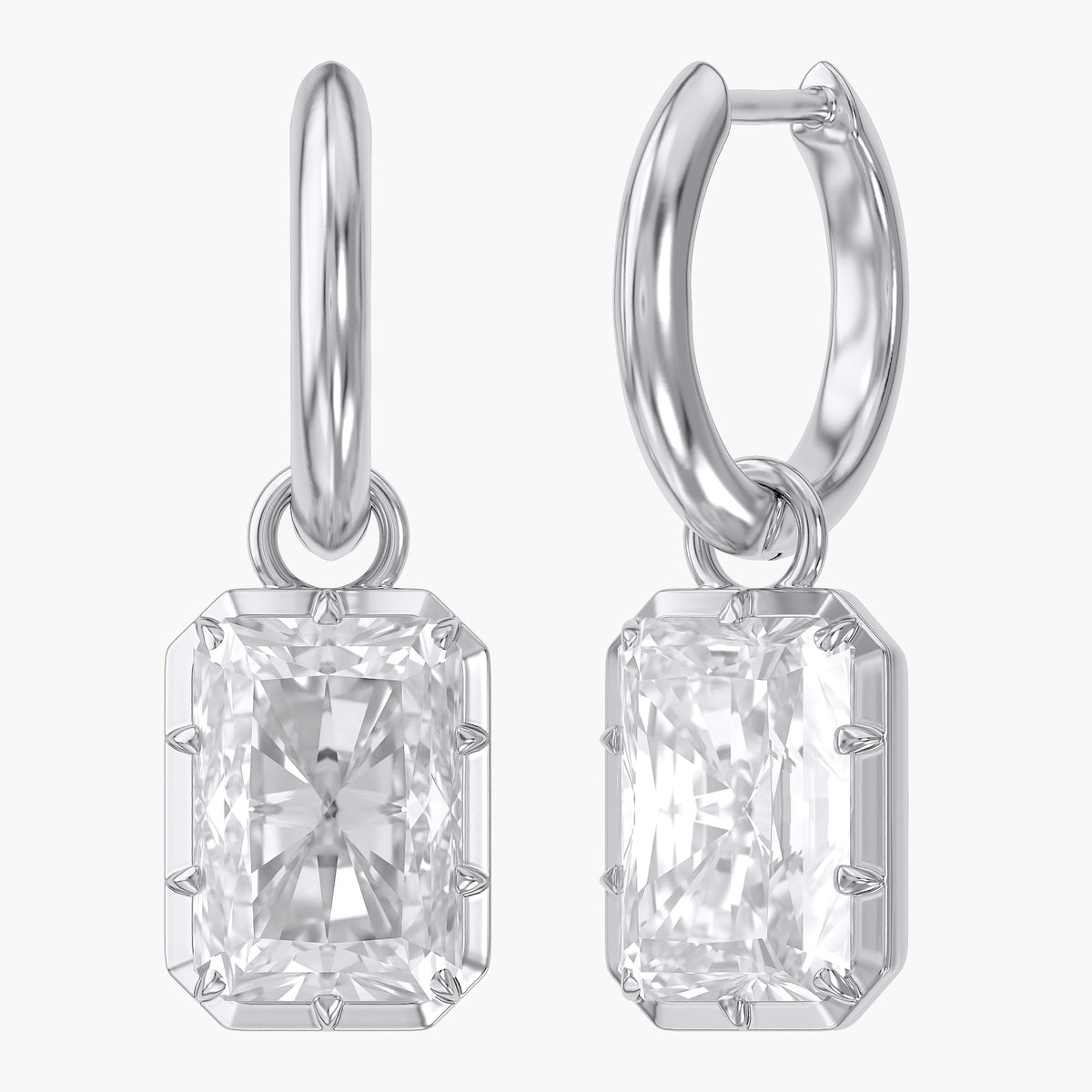 5.92 Carat Radiant Cut Lab Grown Diamond Drop Dangle Earrings