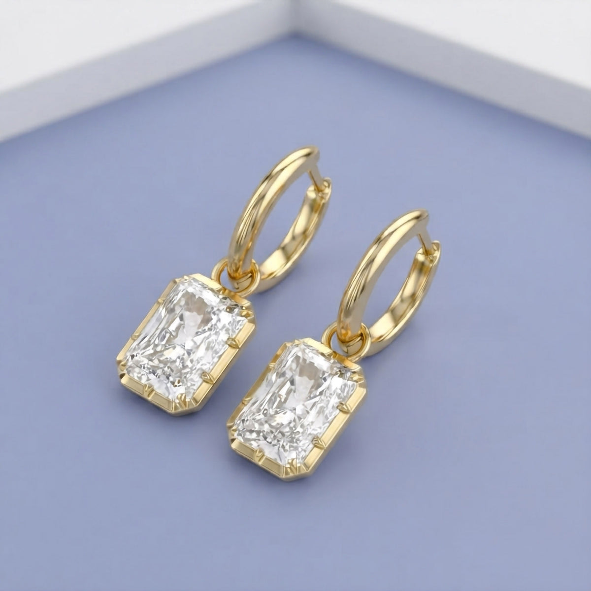 5.92 Carat Radiant Cut Lab Grown Diamond Drop Dangle Earrings