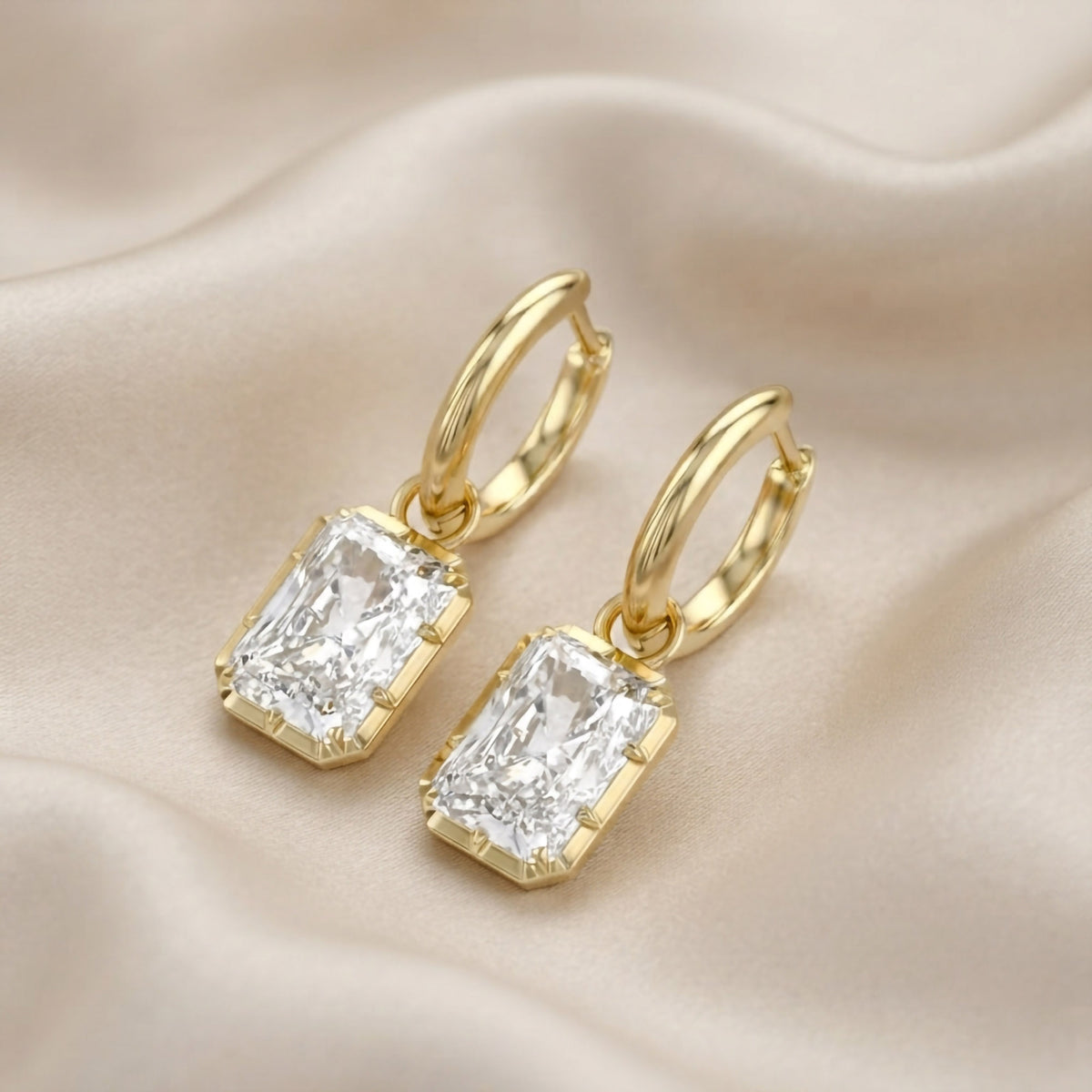 5.92 Carat Radiant Cut Lab Grown Diamond Drop Dangle Earrings
