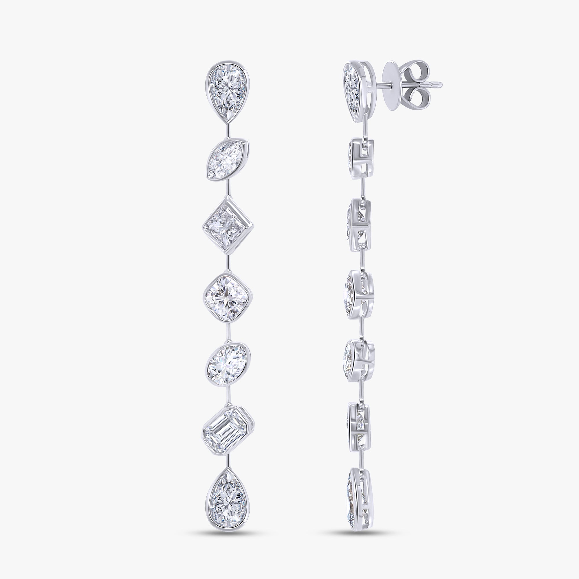 Multi Shape 6.25 Carat Lab Grown Diamond Linear Drop Stud Earrings