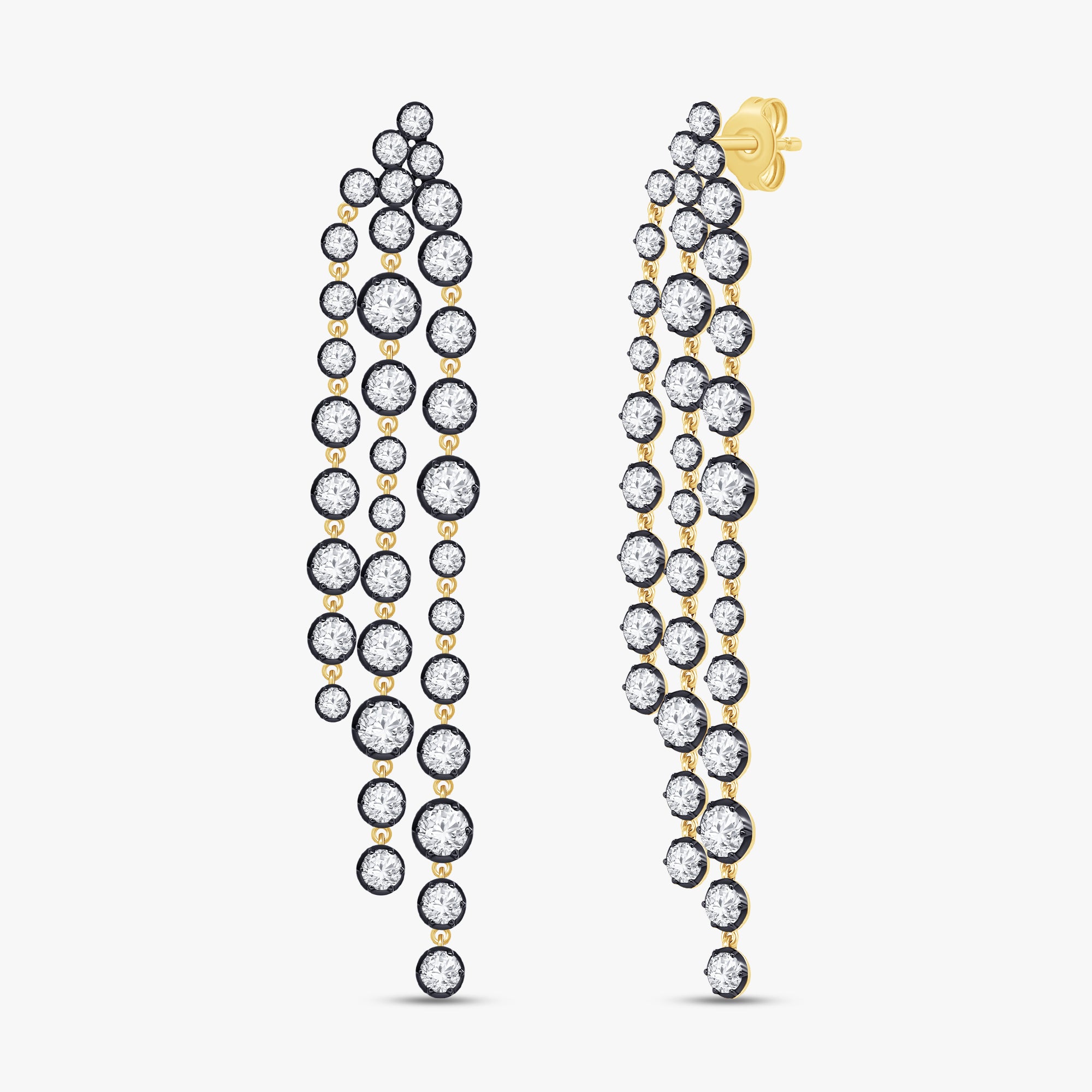 2.55 Carat Round Cut Lab Grown Diamond Linear Drop Stud Earrings