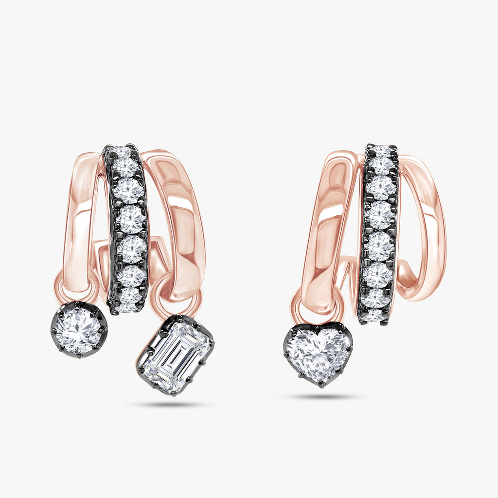 Multi Shape 2.05 Carat Lab Grown Diamond Georgian Dangle Earrings