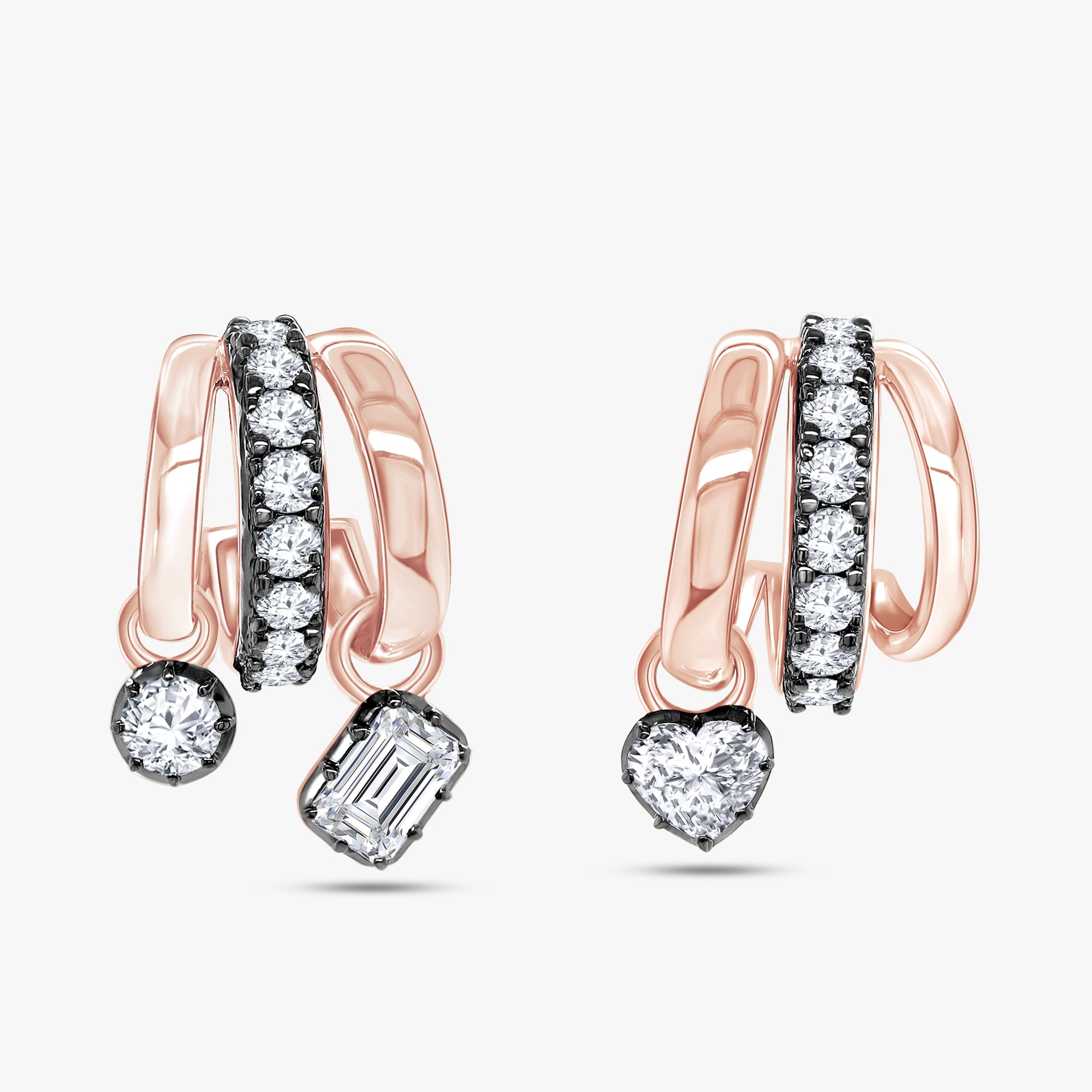 Multi Shape 2.05 Carat Lab Grown Diamond Georgian Dangle Earrings