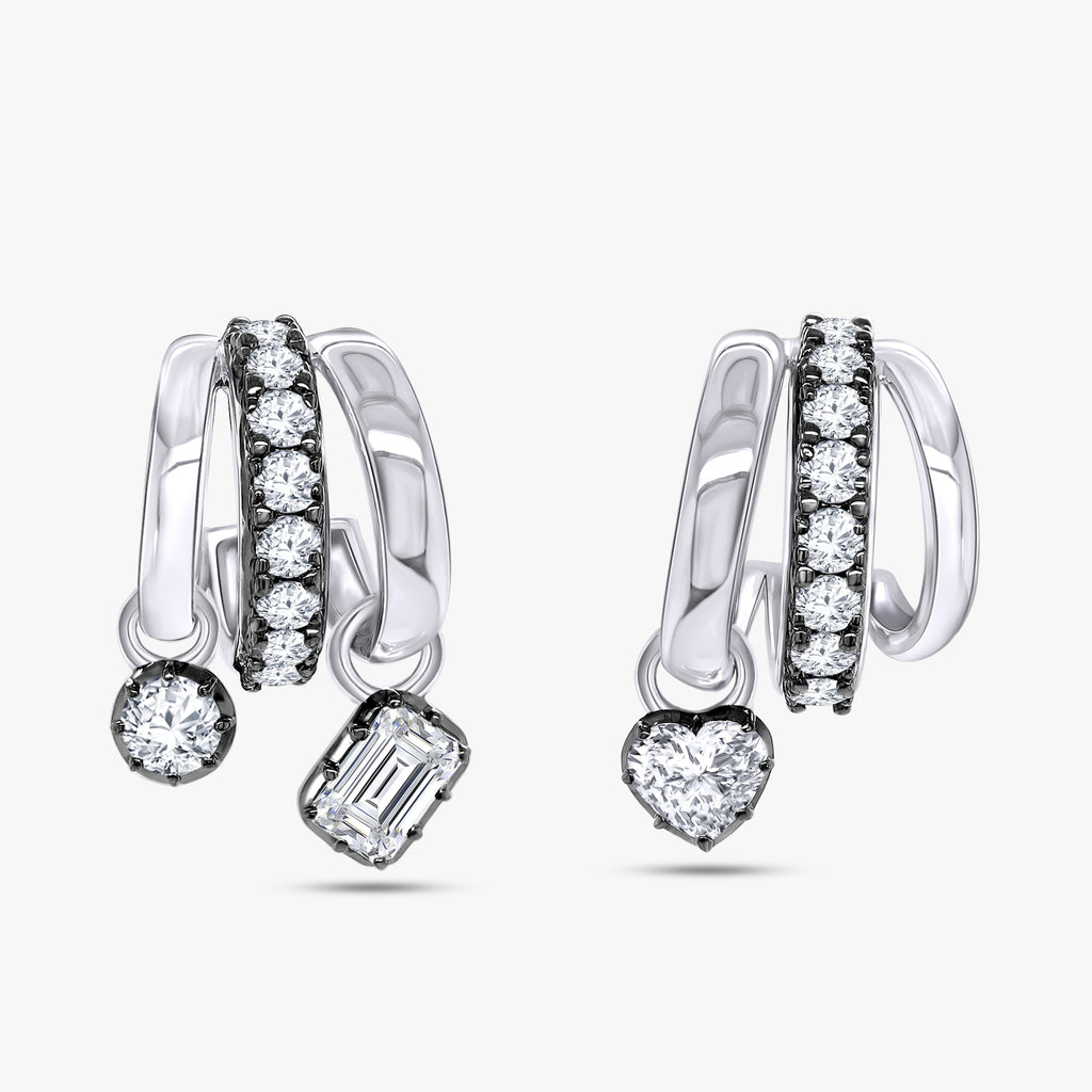 Multi Shape 2.05 Carat Lab Grown Diamond Georgian Dangle Earrings