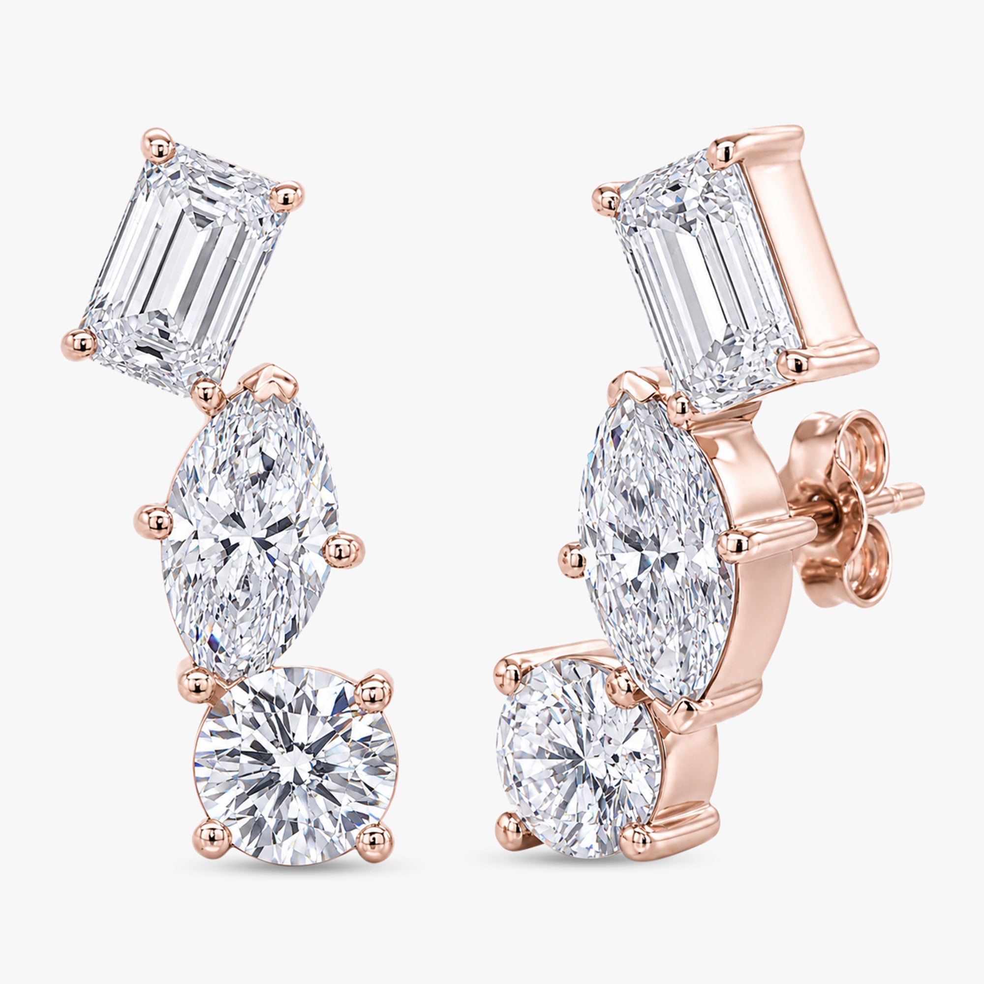 4.50 Carat Lab Grown Diamond Ear Climbers Stud Earrings