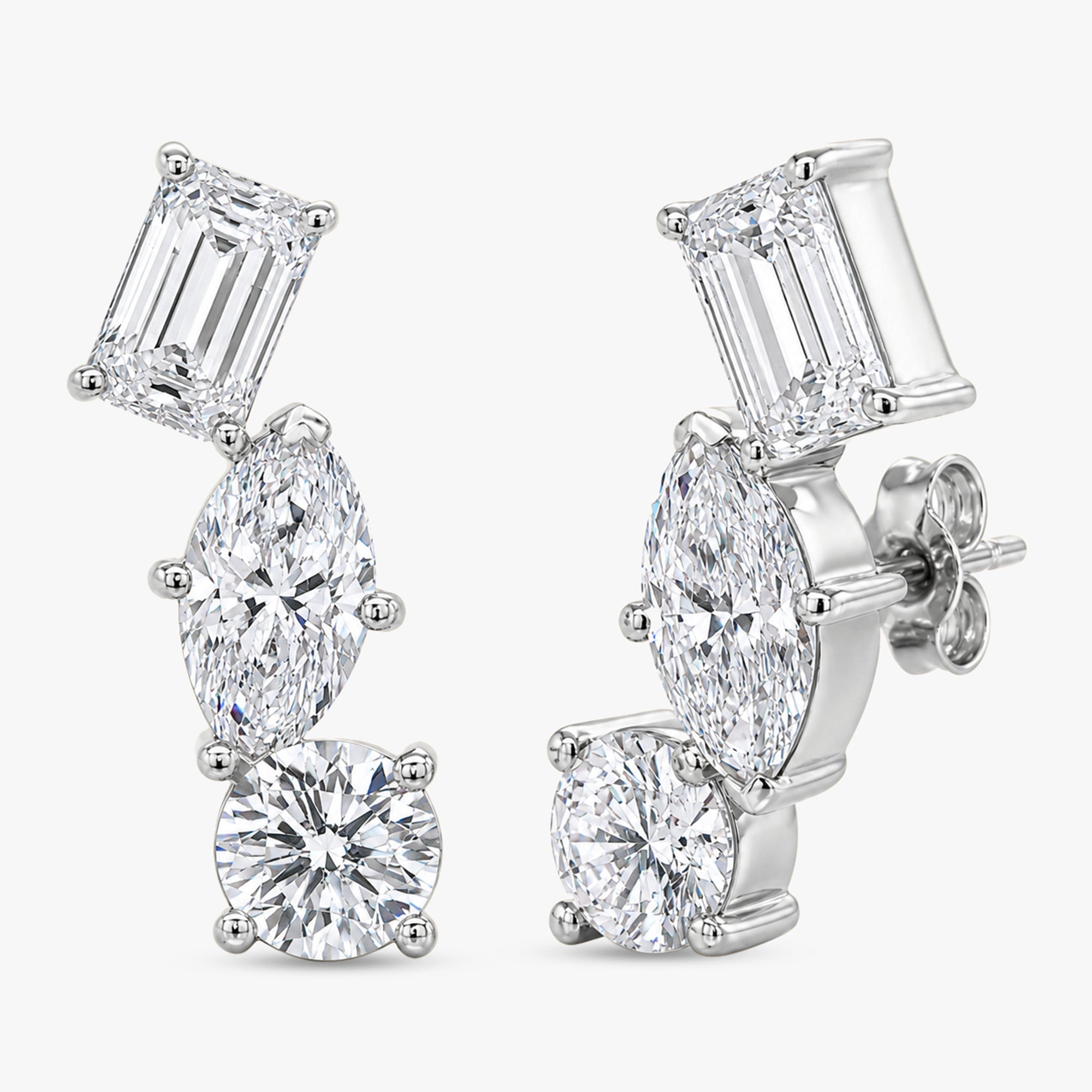 4.50 Carat Lab Grown Diamond Ear Climbers Stud Earrings