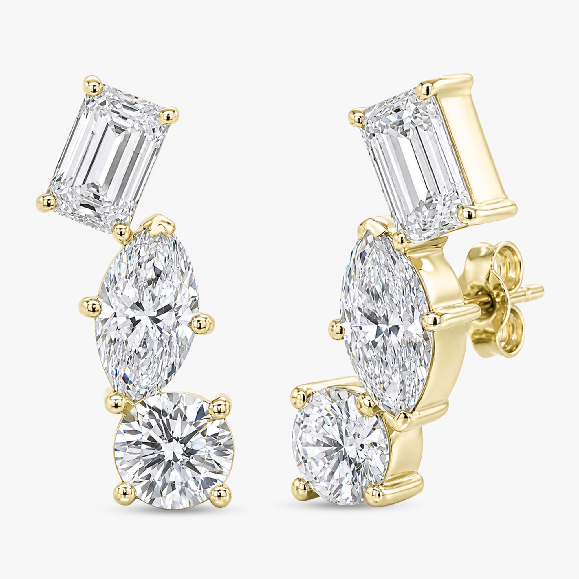 4.50 Carat Lab Grown Diamond Ear Climbers Stud Earrings
