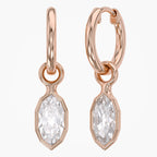 1.98 CTW Bezel Marquise Lab Diamond Diamond Huggie Hoop Earrings