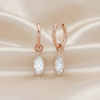 1.98 CTW Bezel Marquise Lab Diamond Diamond Huggie Hoop Earrings