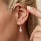 1.98 CTW Bezel Marquise Lab Diamond Diamond Huggie Hoop Earrings