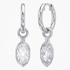 1.98 CTW Bezel Marquise Lab Diamond Diamond Huggie Hoop Earrings