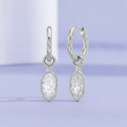 1.98 CTW Bezel Marquise Lab Diamond Diamond Huggie Hoop Earrings