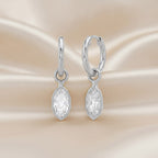 1.98 CTW Bezel Marquise Lab Diamond Diamond Huggie Hoop Earrings