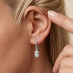 1.98 CTW Bezel Marquise Lab Diamond Diamond Huggie Hoop Earrings