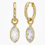1.98 CTW Bezel Marquise Lab Diamond Diamond Huggie Hoop Earrings
