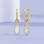 1.98 CTW Bezel Marquise Lab Diamond Diamond Huggie Hoop Earrings