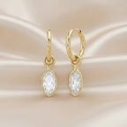1.98 CTW Bezel Marquise Lab Diamond Diamond Huggie Hoop Earrings