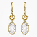 1.98 CTW Bezel Marquise Lab Diamond Diamond Huggie Hoop Earrings