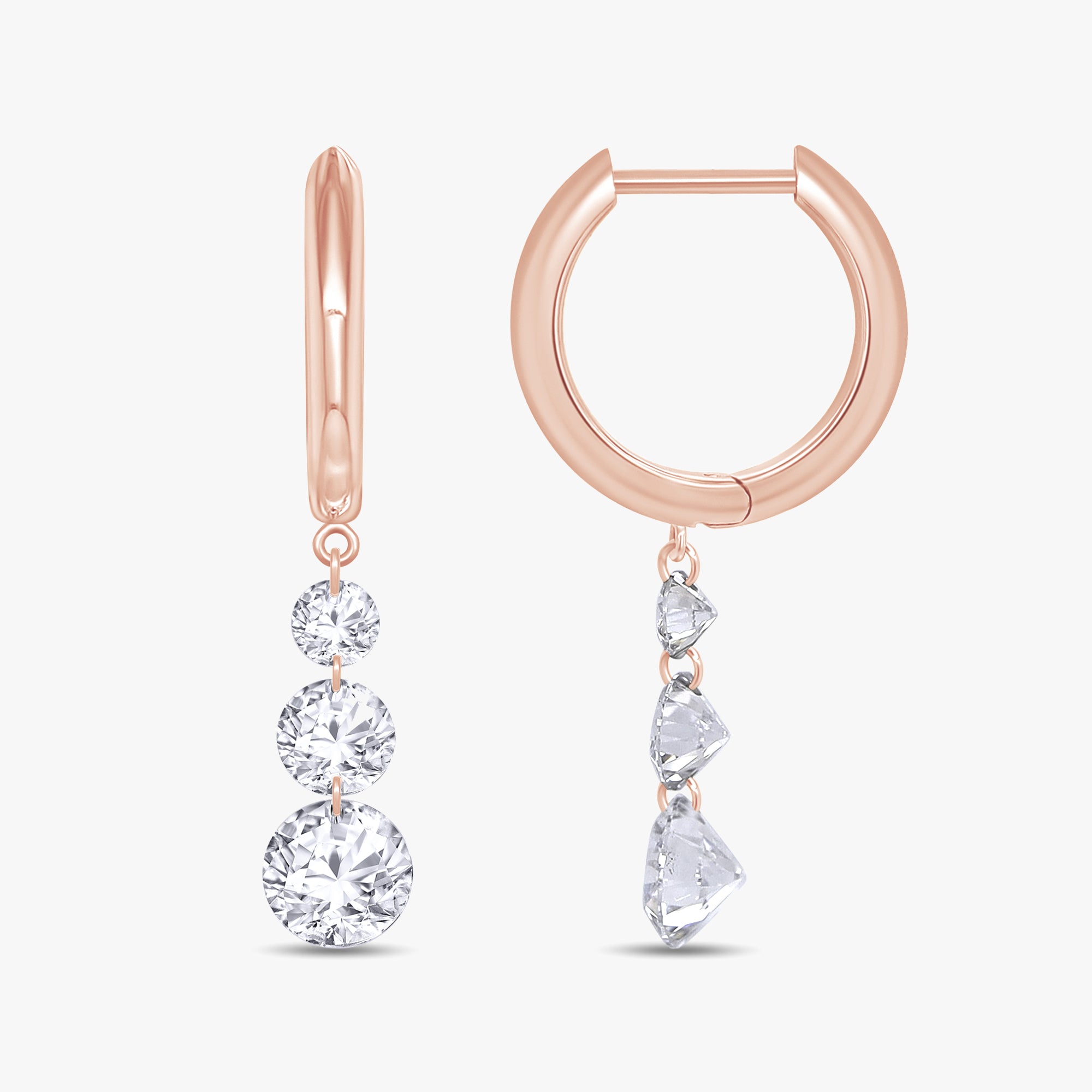 1.70 Carat Round Cut Lab Grown Diamond Drop Dangle Earrings