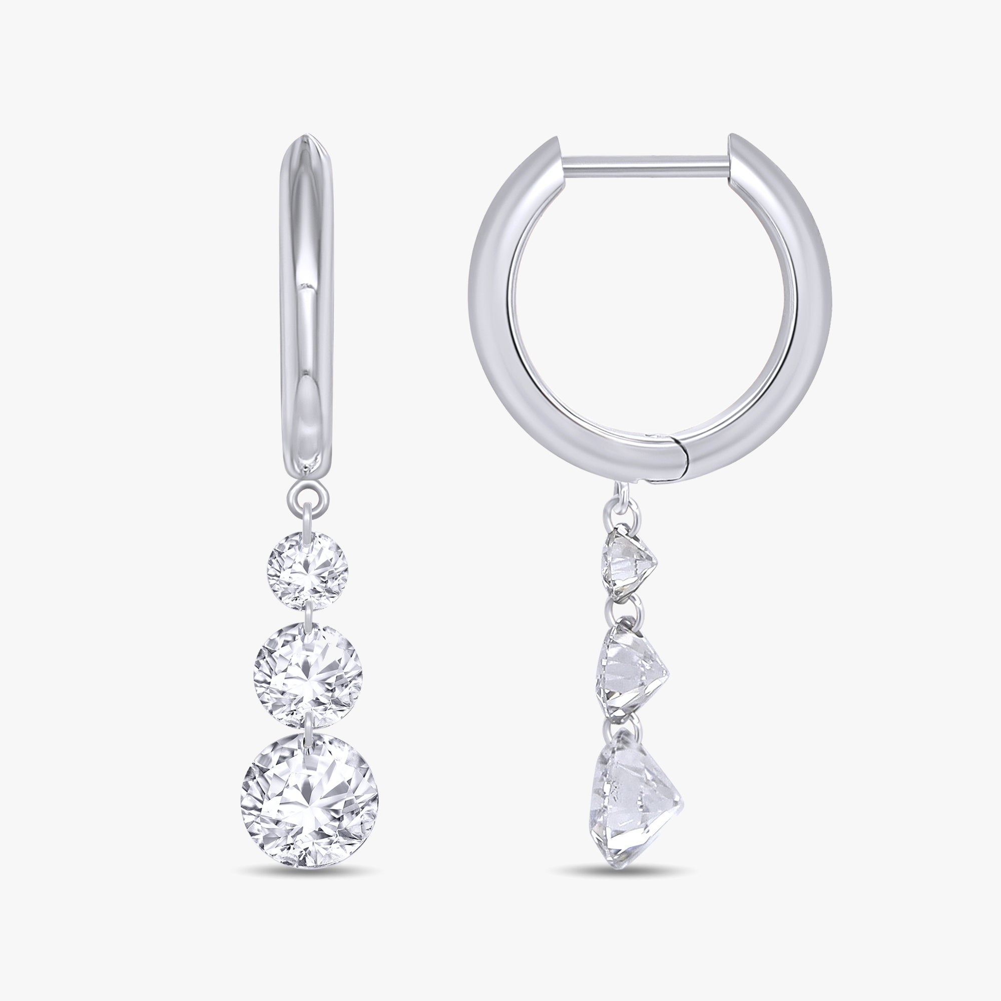 1.70 Carat Round Cut Lab Grown Diamond Drop Dangle Earrings