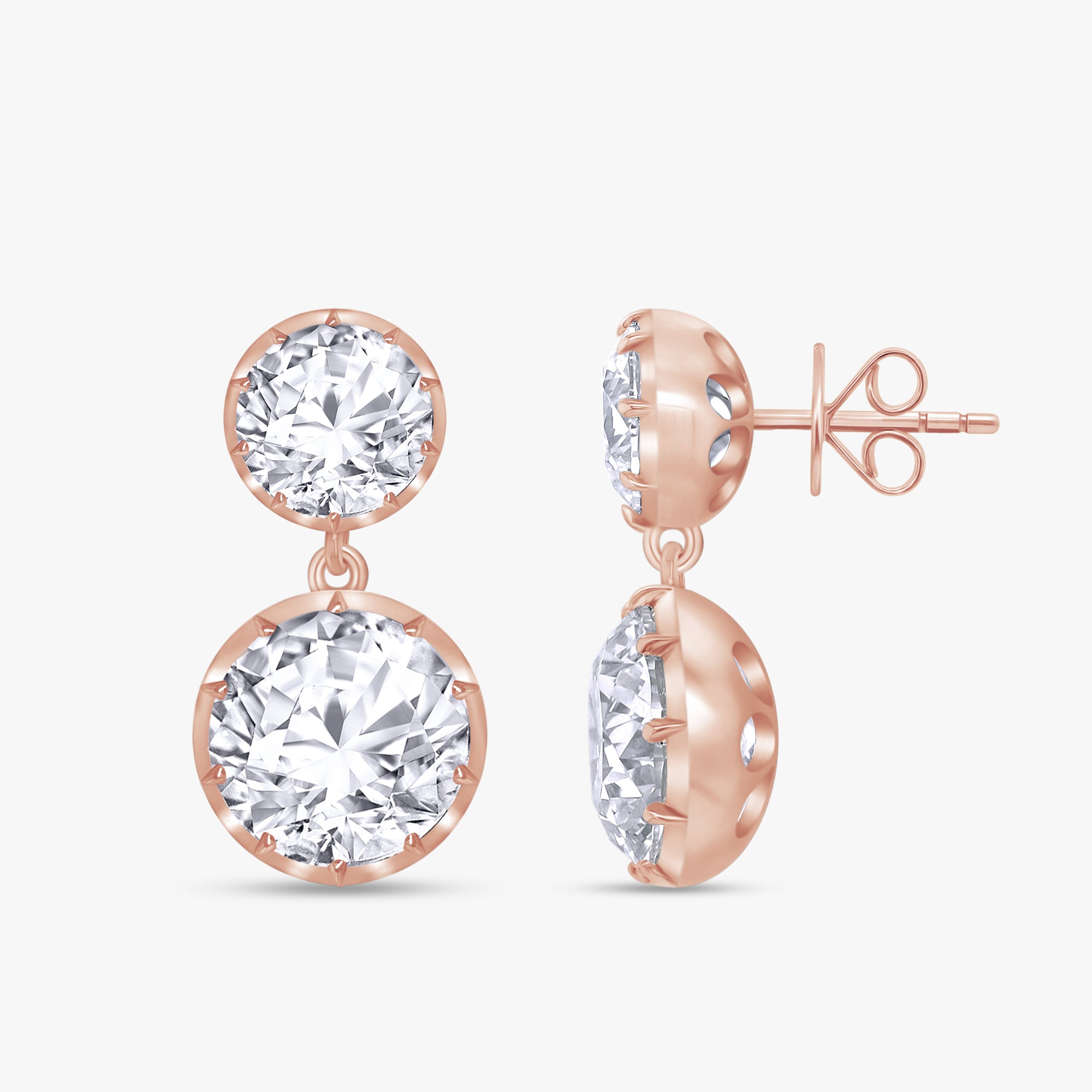 13.30 Carat Round Cut Lab Grown Diamond Drop Stud Earrings