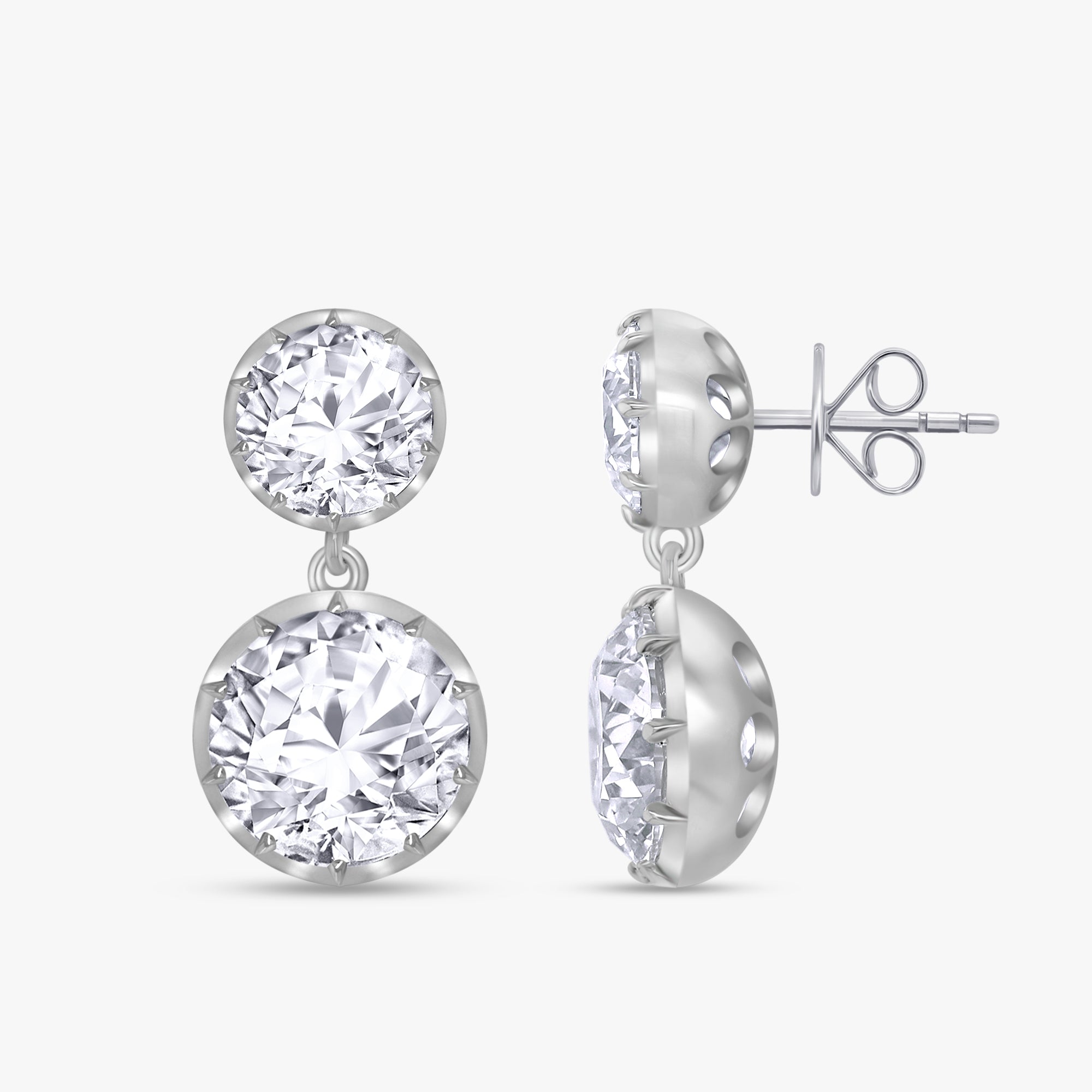 13.30 Carat Round Cut Lab Grown Diamond Drop Stud Earrings