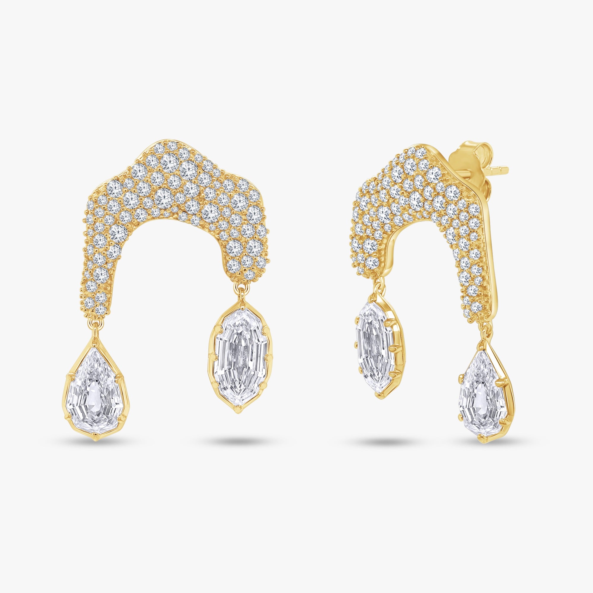 5.60 Carat Marquise and Round Cut Lab Grown Statement Drop Diamond Earrings