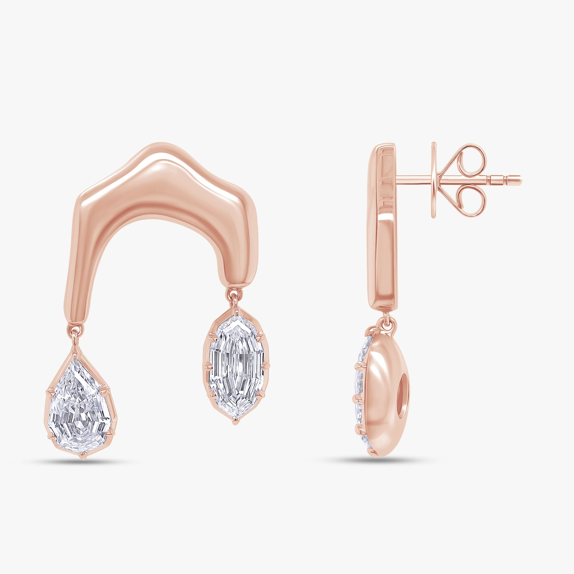 4.00 Carat Marquise and Pear Shape Lab Grown Diamond Drop Stud Earrings