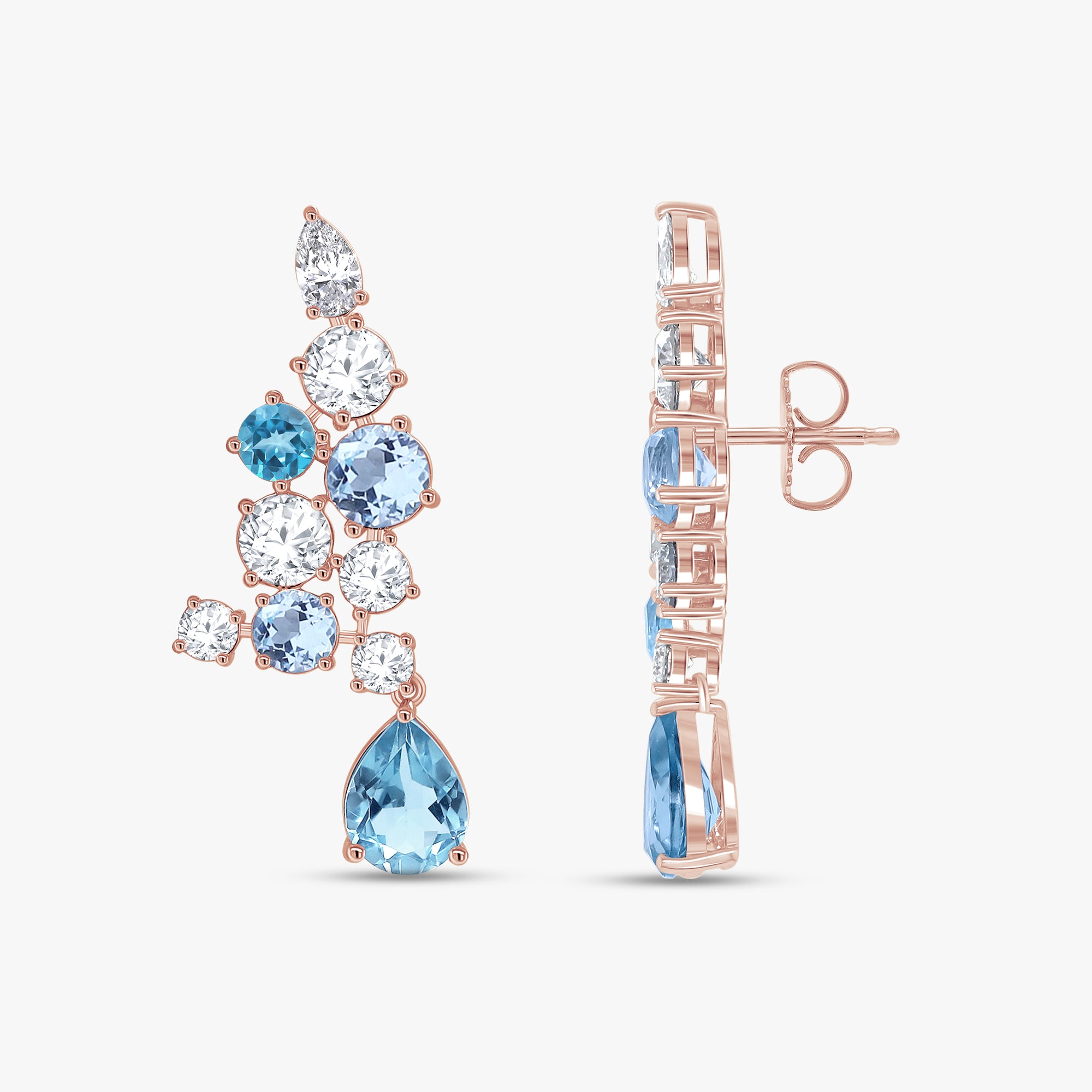 9.30 Carat Lab Grown Diamond and Simulated Gemstone Ear Climbers Stud Earrings
