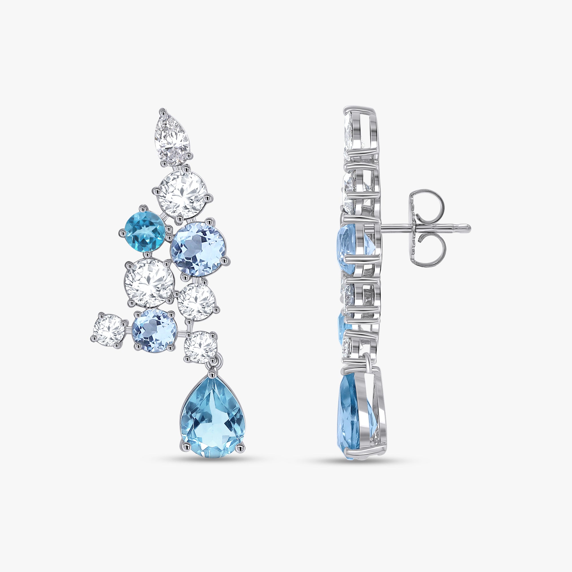 9.30 Carat Lab Grown Diamond and Simulated Gemstone Ear Climbers Stud Earrings