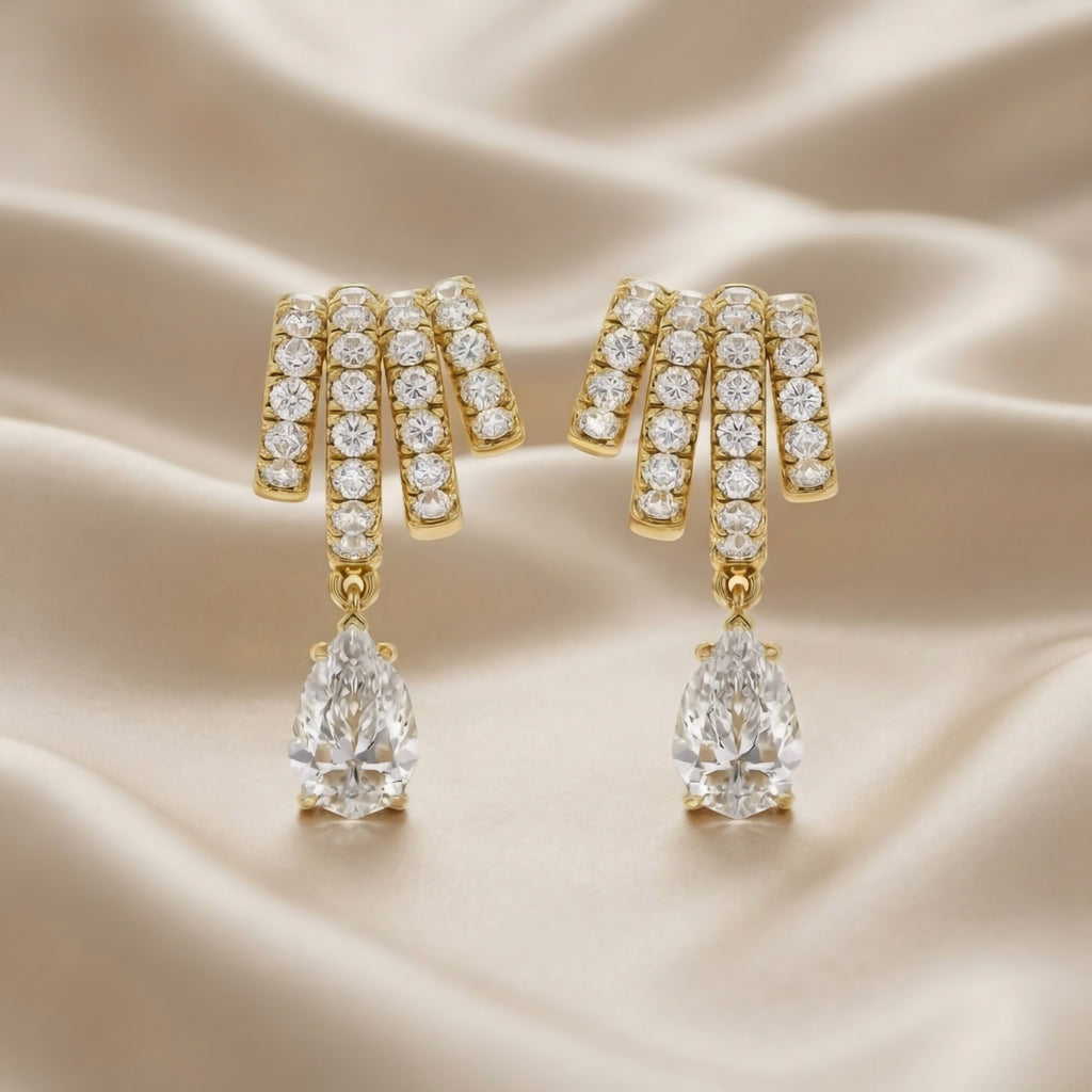 3.34 CTW Pear Lab Grown Diamond Fringe Drop Earrings