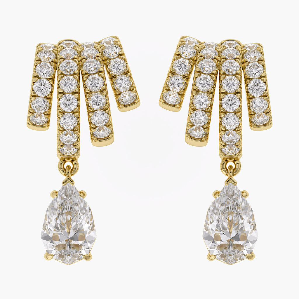 3.34 CTW Pear Lab Grown Diamond Fringe Drop Earrings