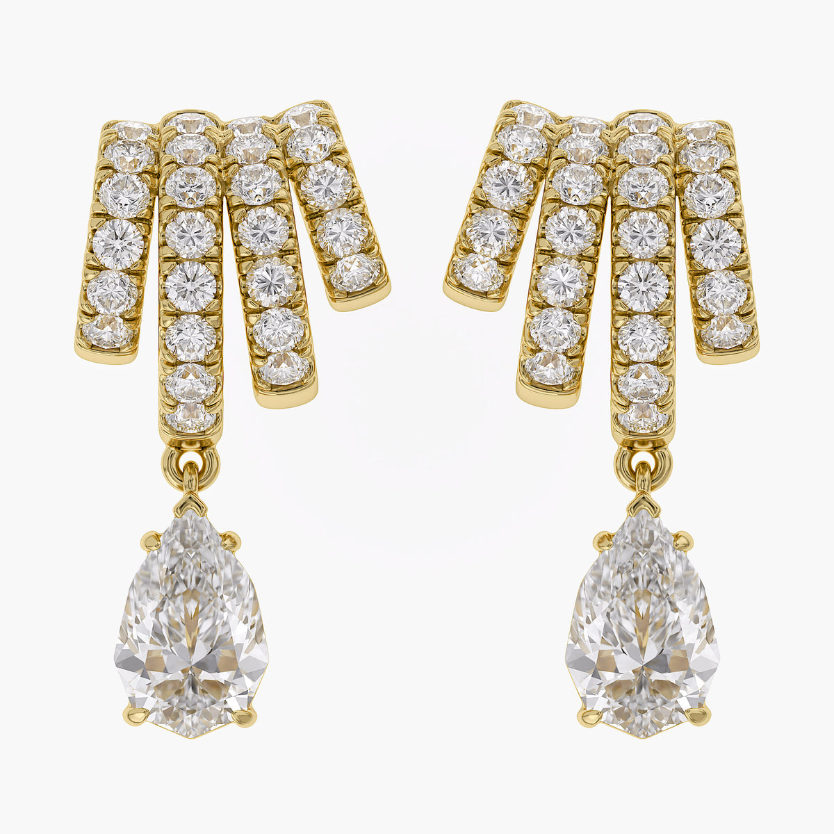 3.34 CTW Pear Lab Grown Diamond Fringe Drop Earrings