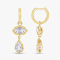 4.20 Carat Marquise and Pear Shape Lab Grown Diamond Drop Hoop Earrings