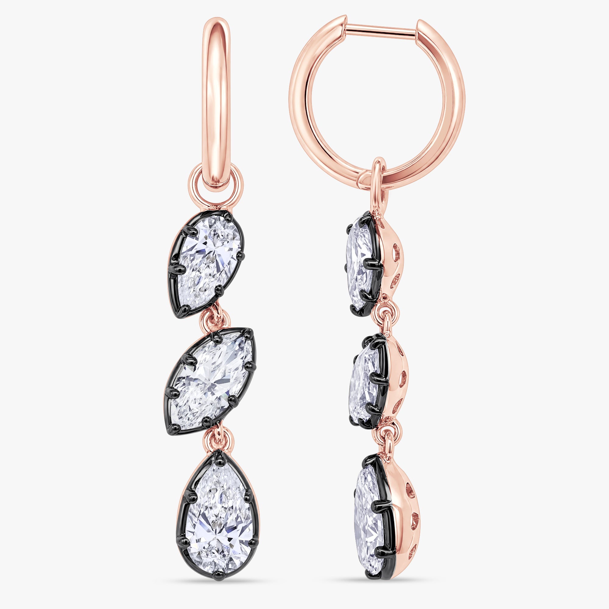 4.00 Carat Lab Grown Diamond Dangle Drop Hoop Earrings