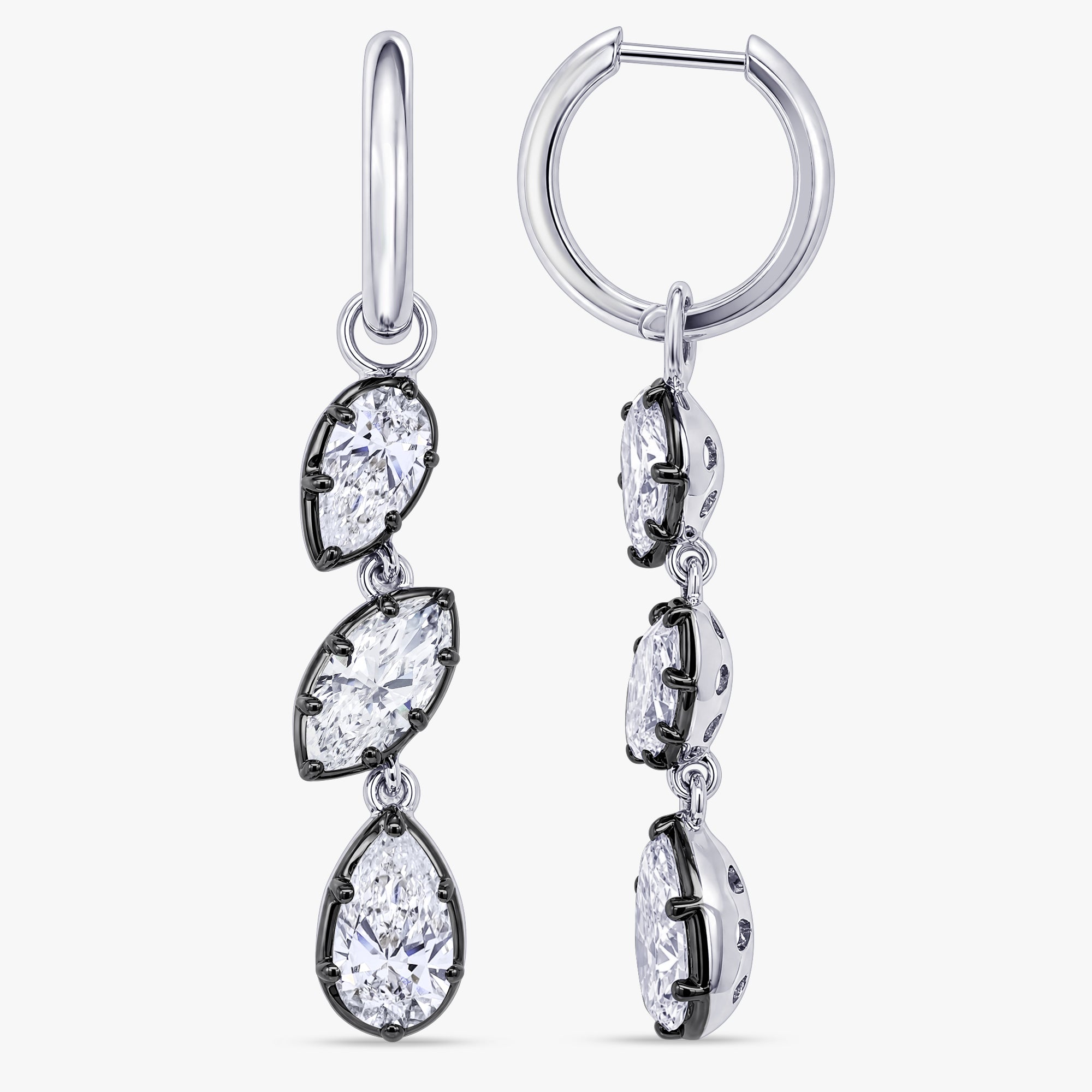 4.00 Carat Lab Grown Diamond Dangle Drop Hoop Earrings