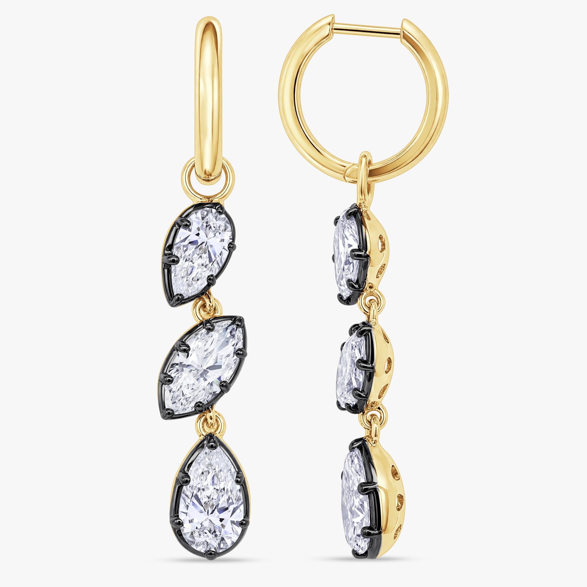 4.00 Carat Lab Grown Diamond Dangle Drop Hoop Earrings