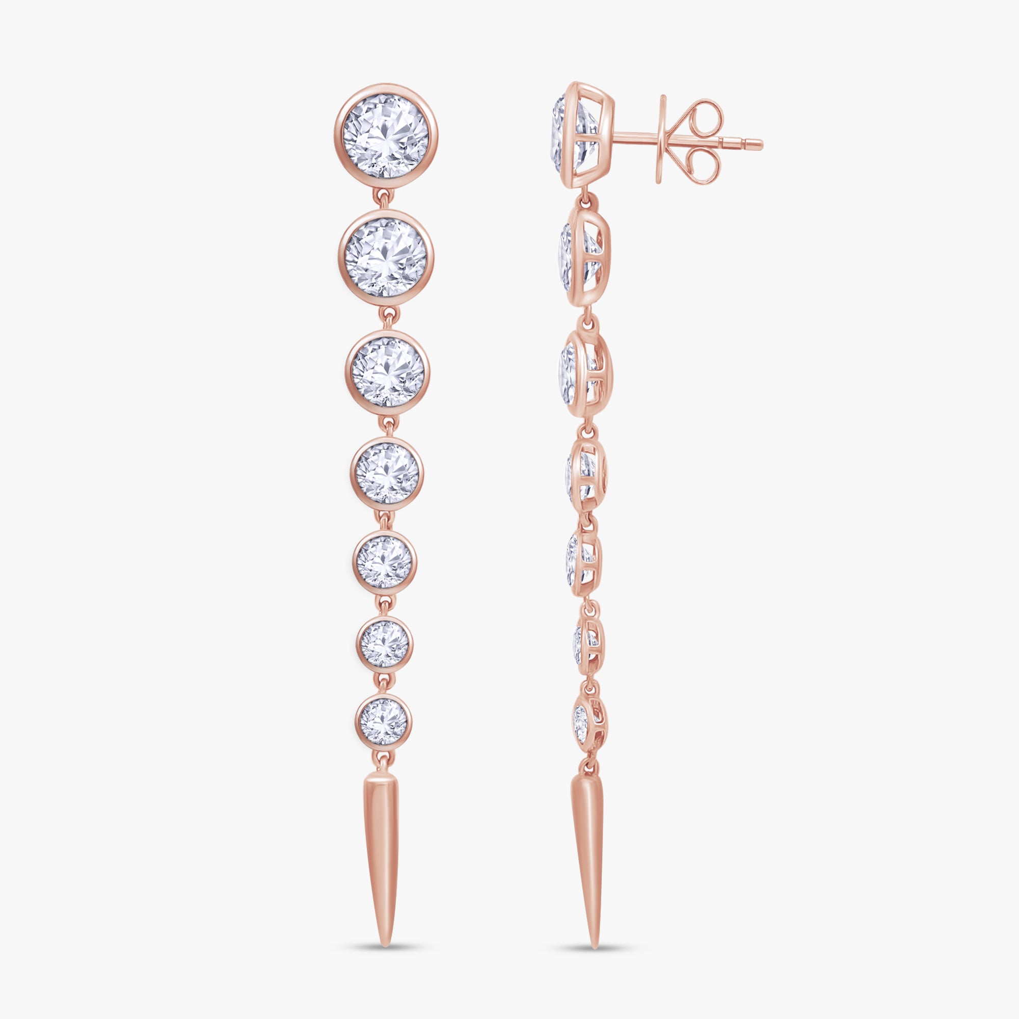 5.30 Carat Round Cut Lab Grown Diamond Linear Drop Earrings