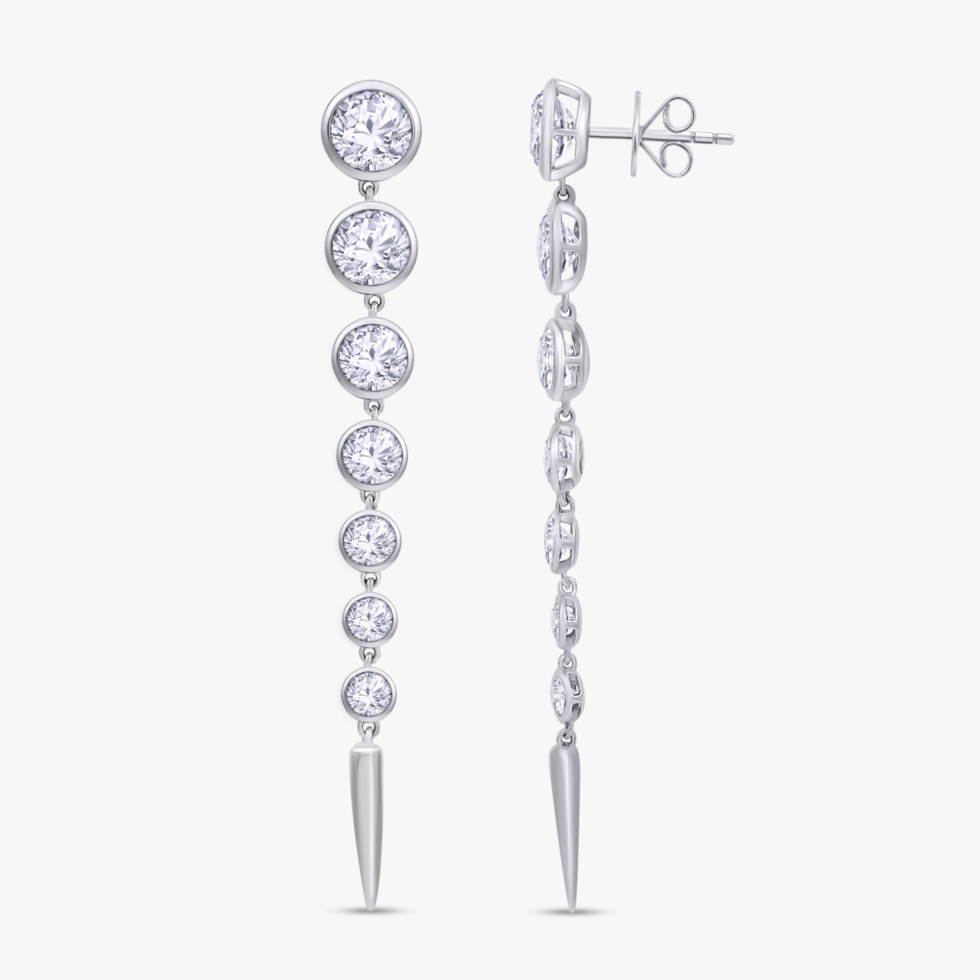 5.30 Carat Round Cut Lab Grown Diamond Linear Drop Earrings